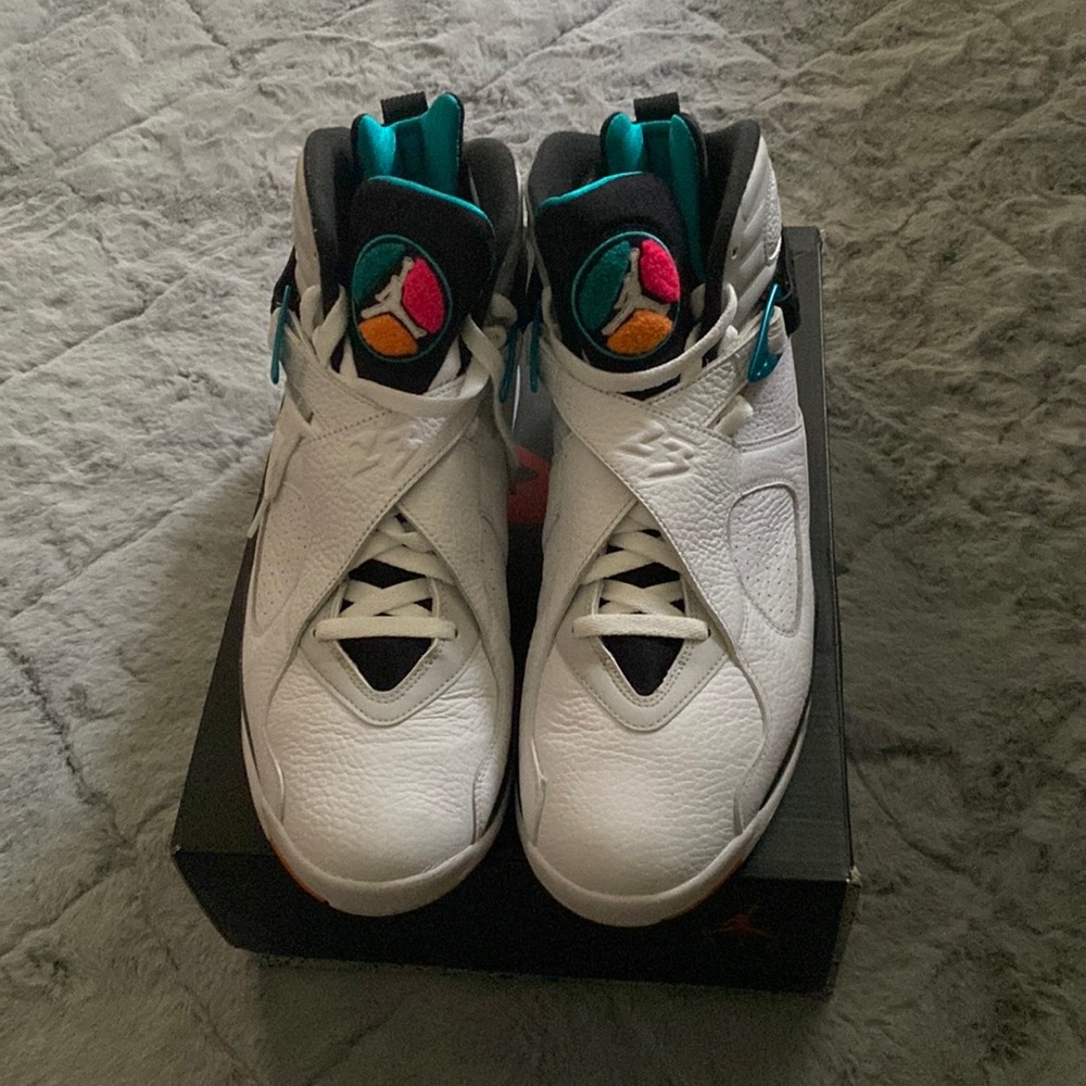 Air Jordan 8 White and teal